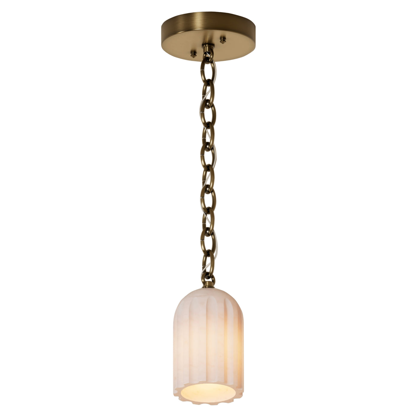 Bentley - Single Light Fluted Alabaster Chain Pendant