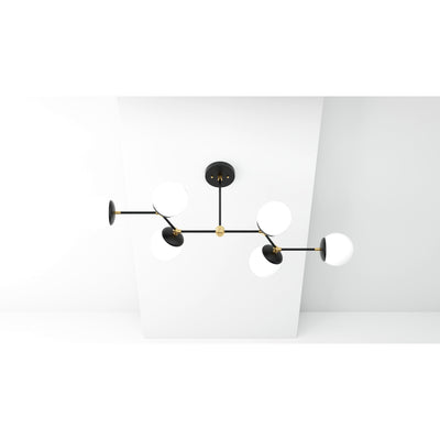 Ana - Modern Glass Globe 6 Light Linear Chandelier Kitchen Island