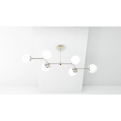 Ana - Modern Glass Globe 6 Light Linear Chandelier Kitchen Island