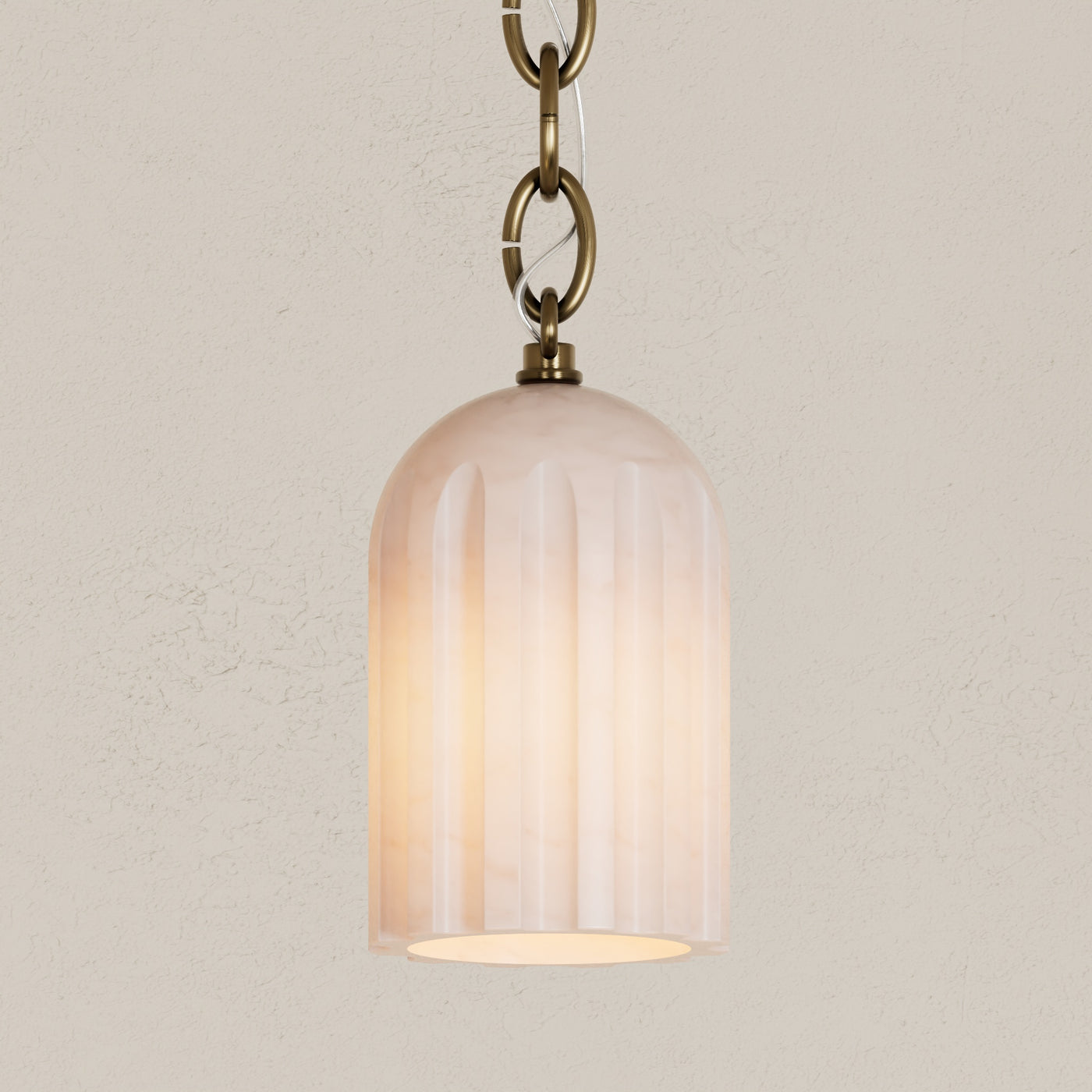 Bentley - Single Light Fluted Alabaster Chain Pendant