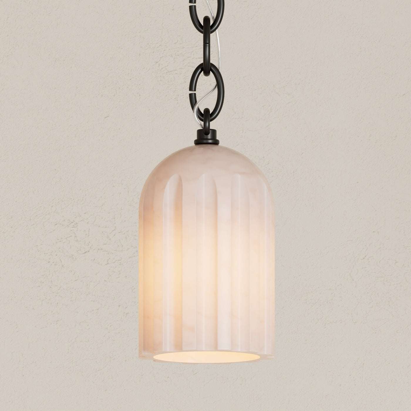 Bentley - Single Light Fluted Alabaster Chain Pendant