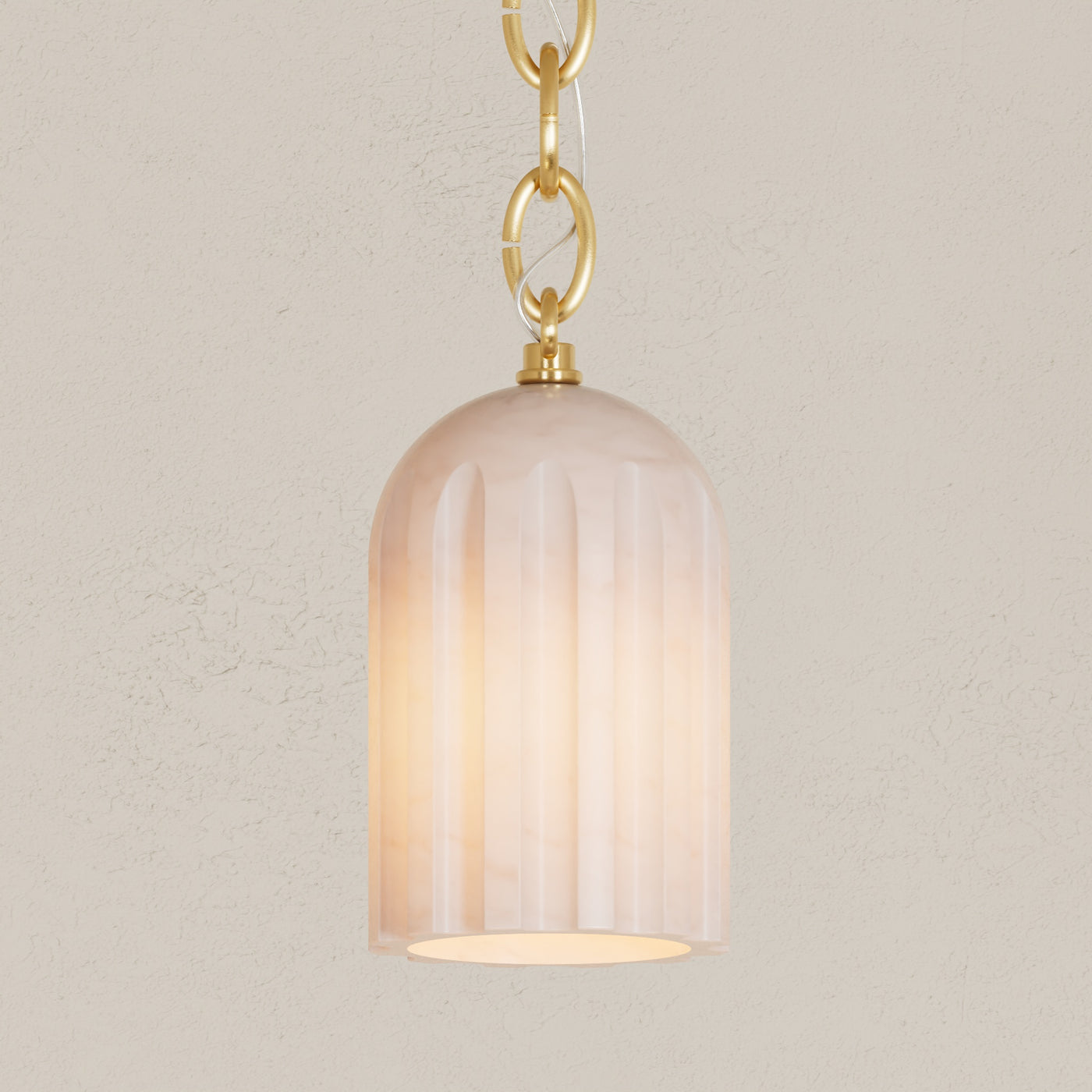 Bentley - Single Light Fluted Alabaster Chain Pendant