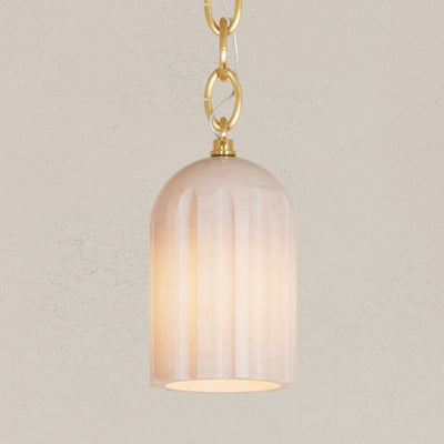 Bentley - Single Light Fluted Alabaster Chain Pendant