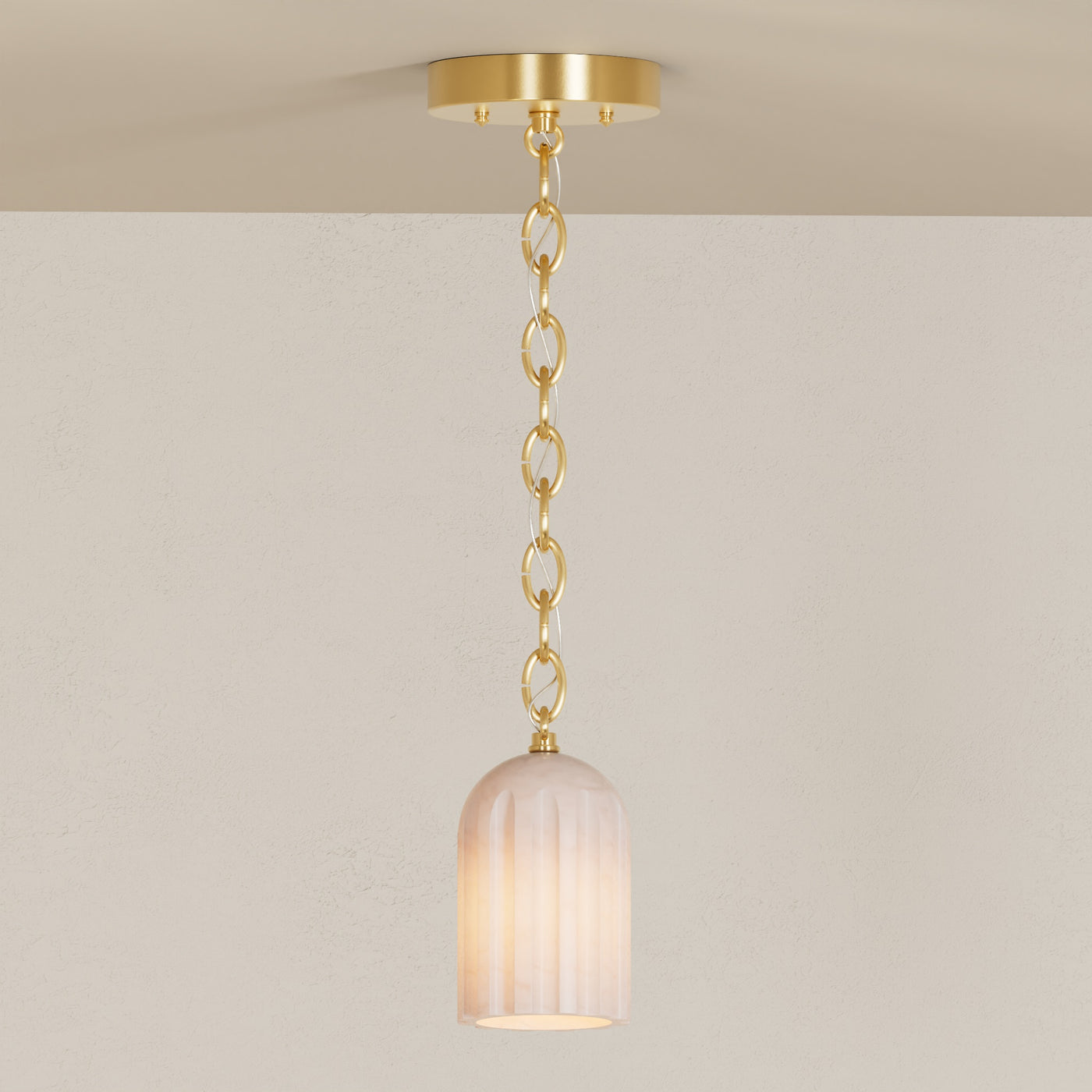 Bentley - Single Light Fluted Alabaster Chain Pendant