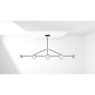 Porto - 6" Glass Globe 8 Light Linear Dining Chandelier