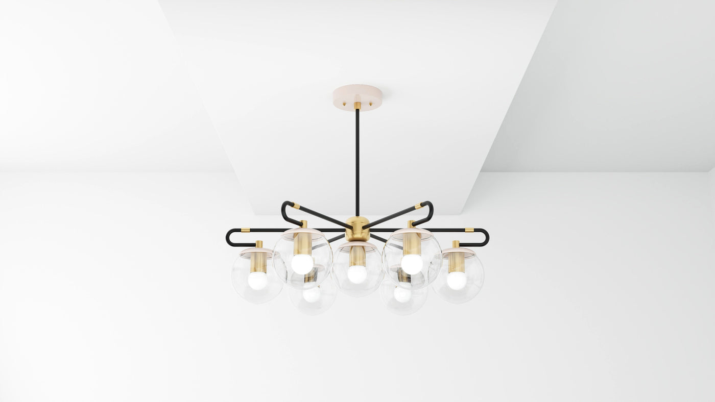 Raleigh - Modern Glass Globe 7 Light Chandelier