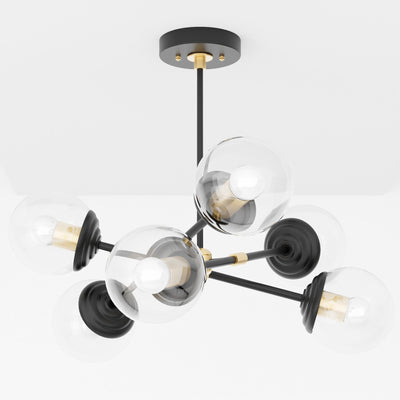 Rouen - Modern Glass Globe 6 Light Chandelier