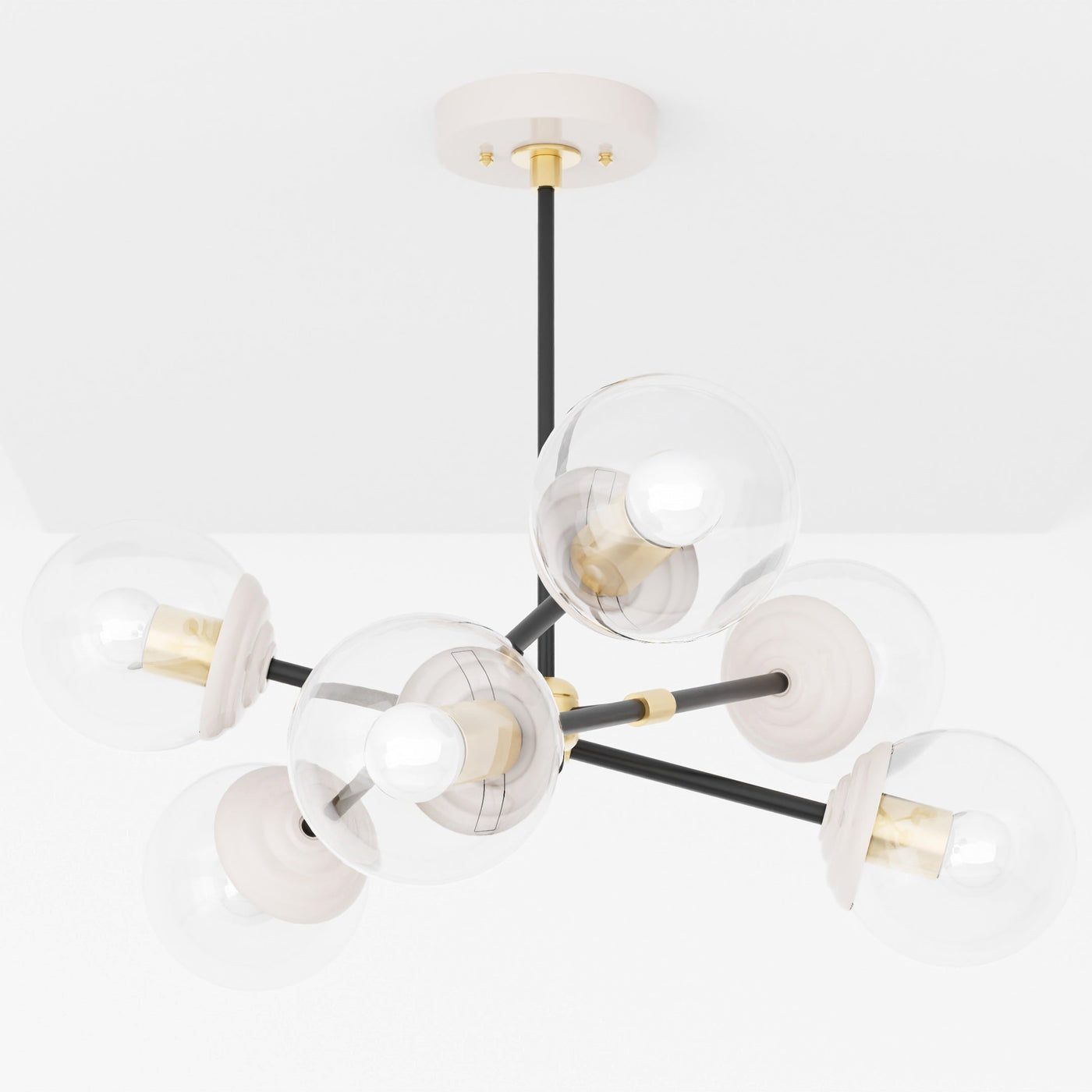 Rouen - Modern Glass Globe 6 Light Chandelier