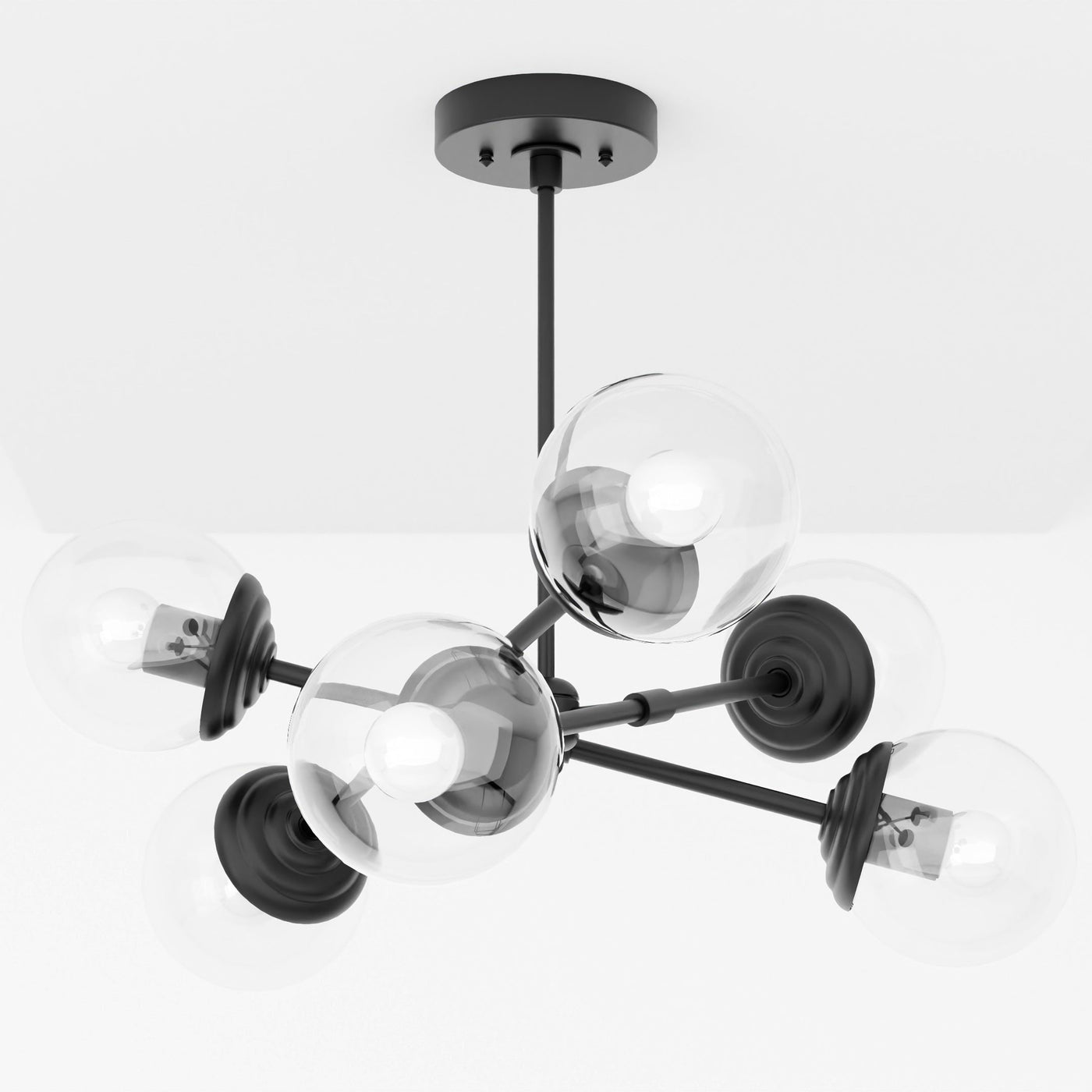 Rouen - Modern Glass Globe 6 Light Chandelier