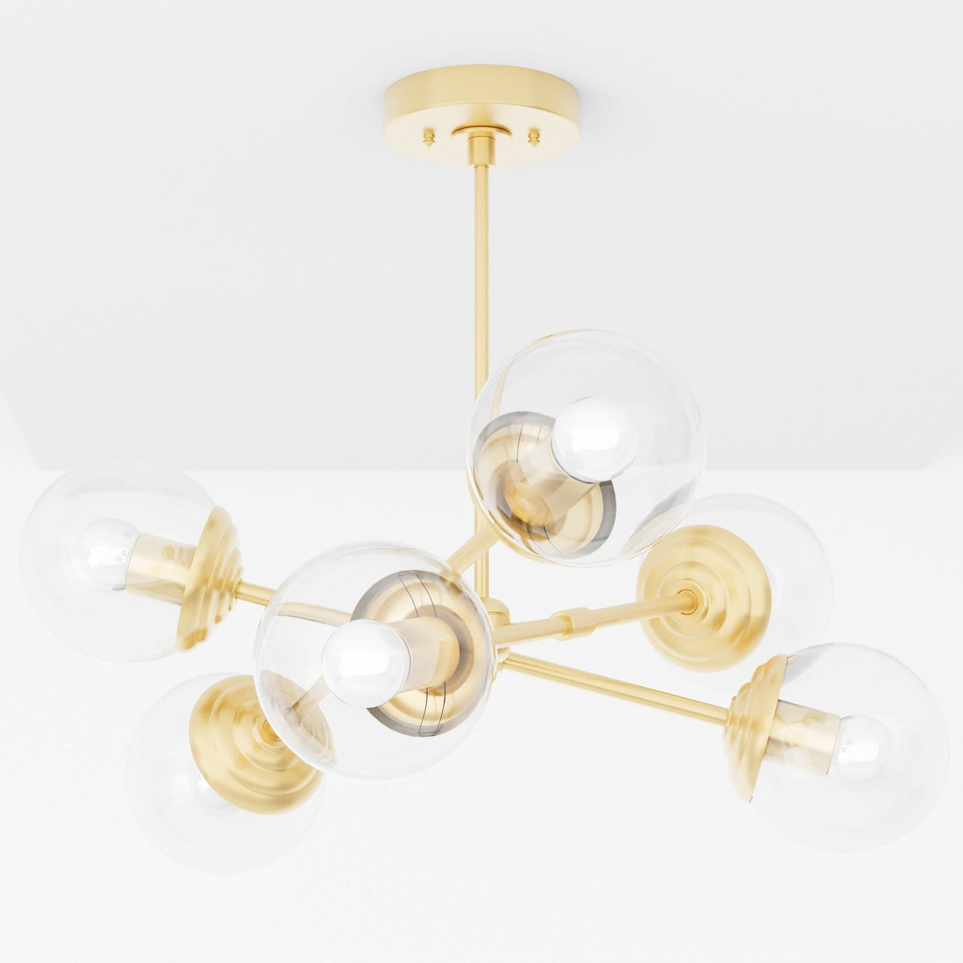 Rouen - Modern Glass Globe 6 Light Chandelier