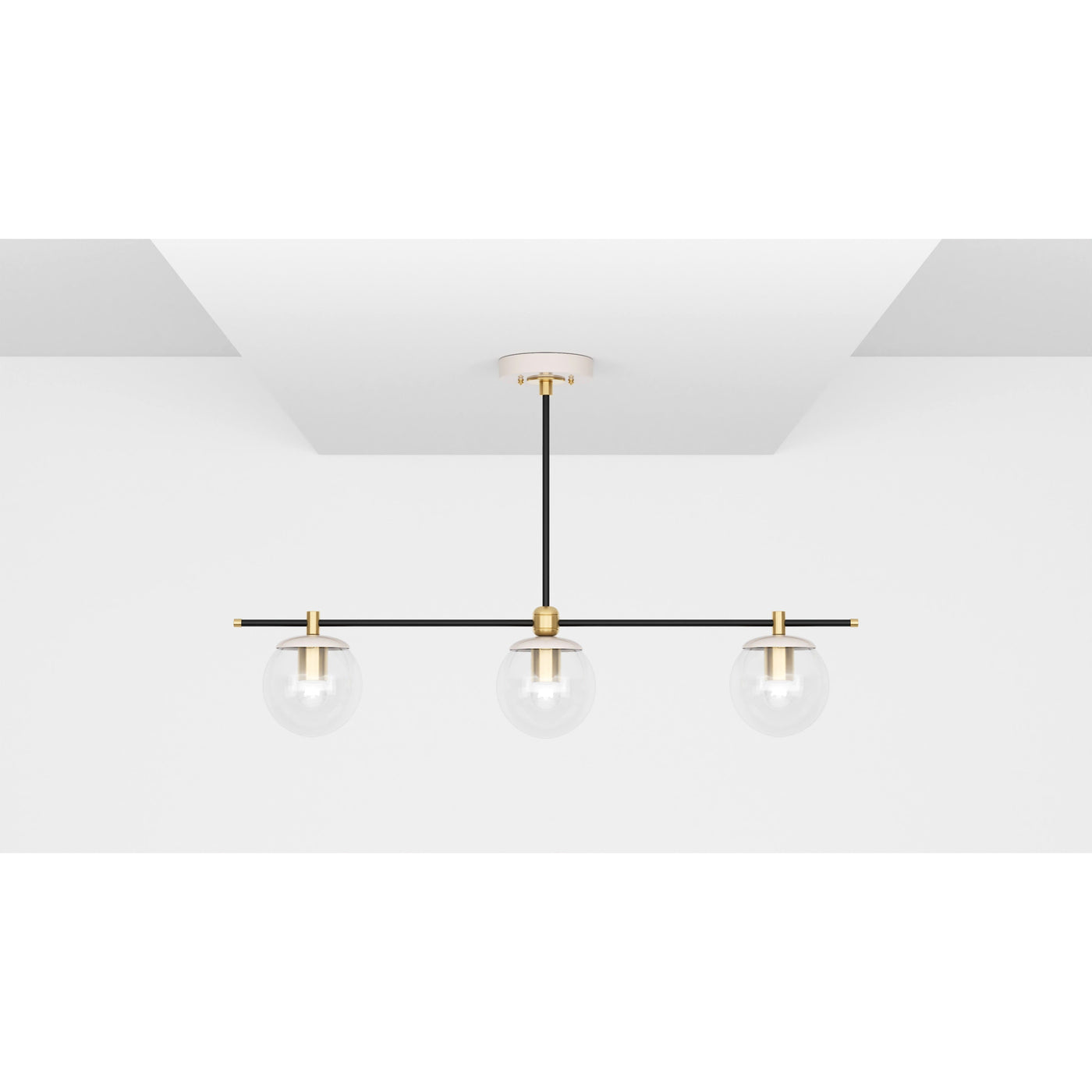 Sioux - Modern Glass Globe 3 Light Linear Chandelier