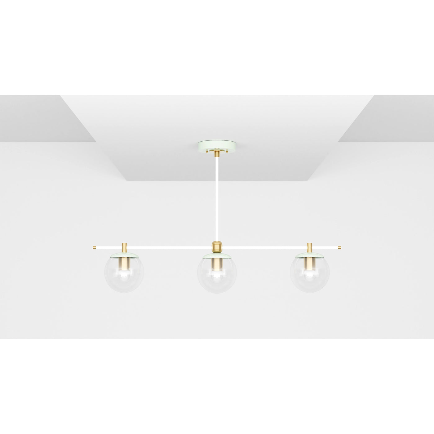 Sioux - Modern Glass Globe 3 Light Linear Chandelier