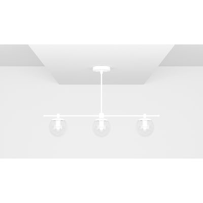 Sioux - Modern Glass Globe 3 Light Linear Chandelier