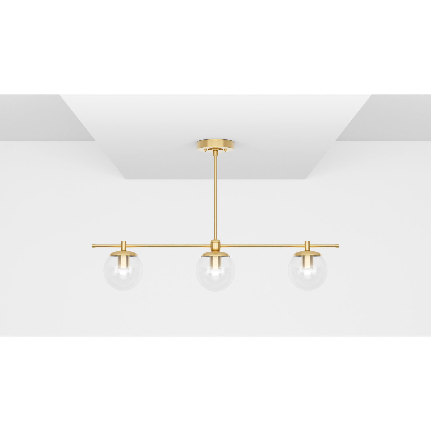 Sioux - Modern Glass Globe 3 Light Linear Chandelier