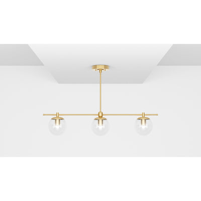 Sioux - Modern Glass Globe 3 Light Linear Chandelier