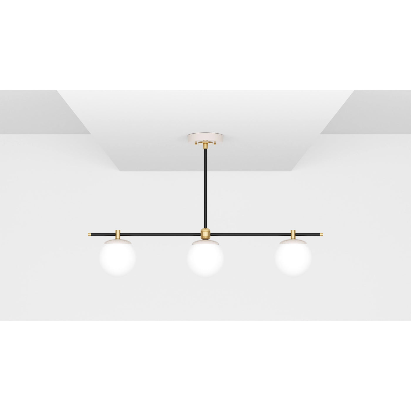 Sioux - Modern Glass Globe 3 Light Linear Chandelier