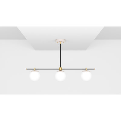 Sioux - Modern Glass Globe 3 Light Linear Chandelier