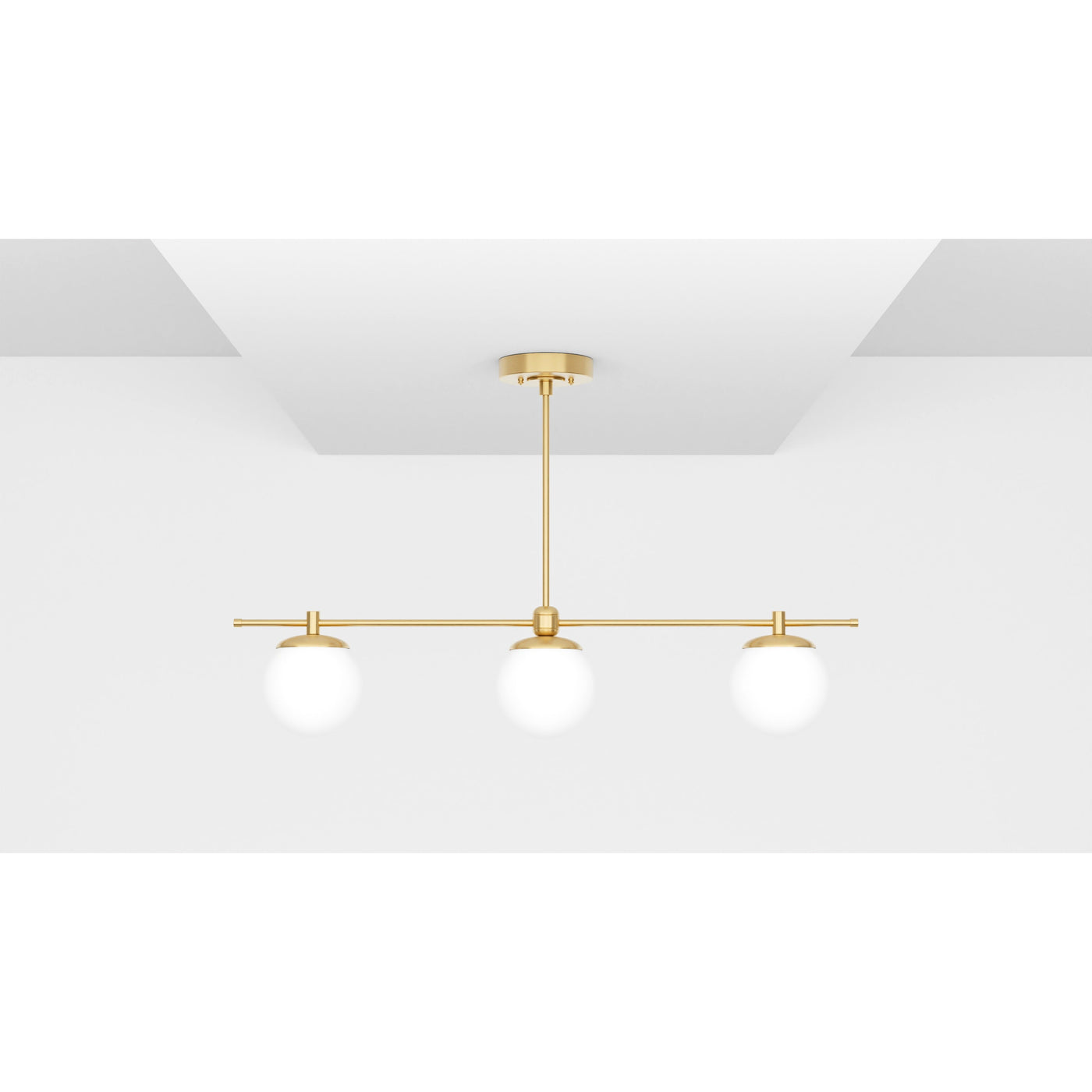 Sioux - Modern Glass Globe 3 Light Linear Chandelier