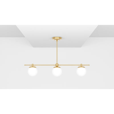 Sioux - Modern Glass Globe 3 Light Linear Chandelier